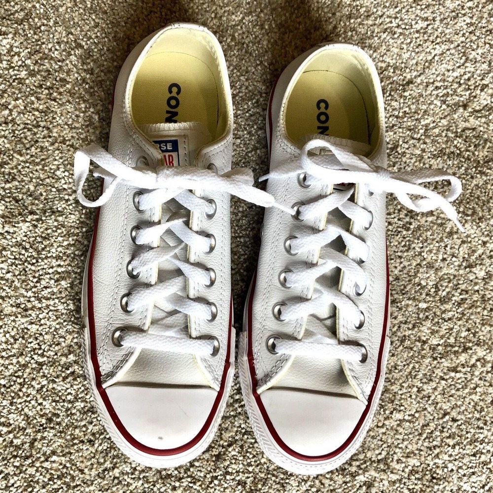 Converse Chuck Taylor 6.5 Leather White All Star Low Top Lace Up - Picture 2 of 10